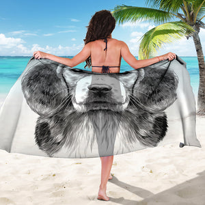 Black And White Drawing Beagle Print Beach Sarong Wrap