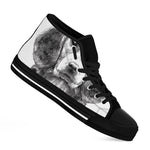 Black And White Drawing Beagle Print Black High Top Shoes