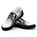Black And White Drawing Beagle Print Black Slip On Sneakers