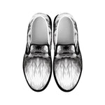 Black And White Drawing Beagle Print Black Slip On Shoes