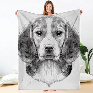 Black And White Drawing Beagle Print Blanket