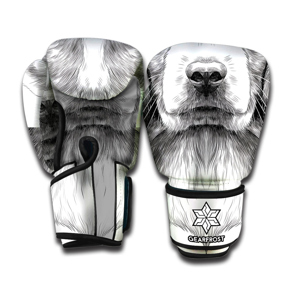 Black And White Drawing Beagle Print Boxing Gloves