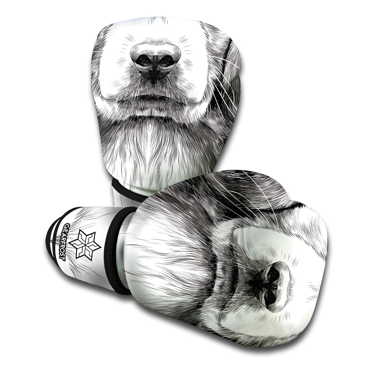 Black And White Drawing Beagle Print Boxing Gloves