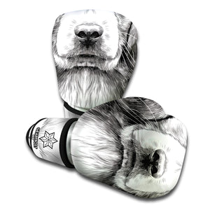 Black And White Drawing Beagle Print Boxing Gloves