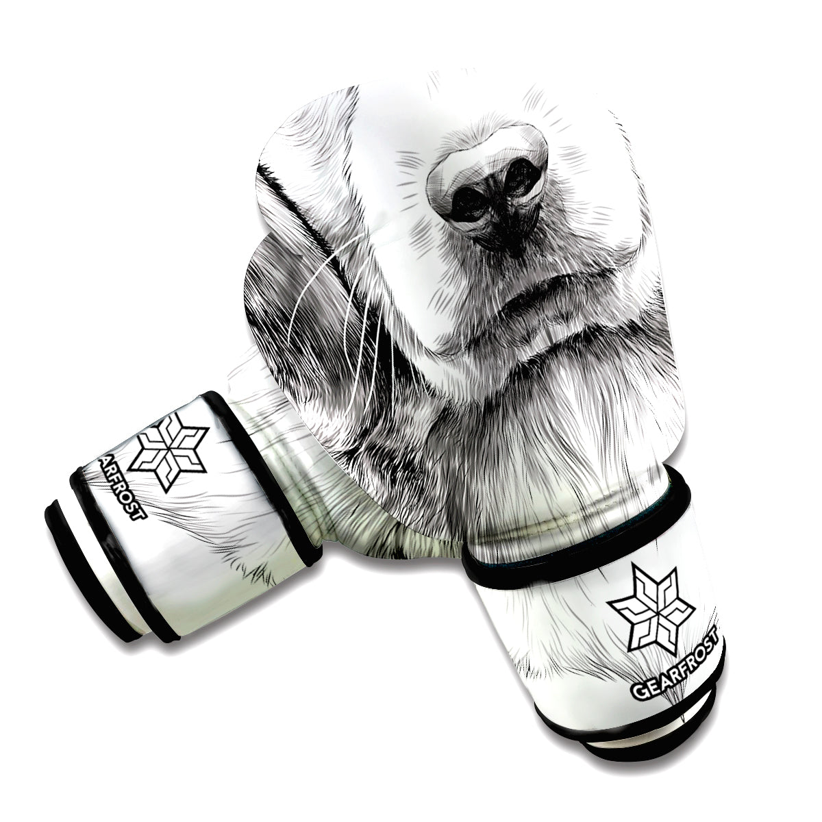 Black And White Drawing Beagle Print Boxing Gloves