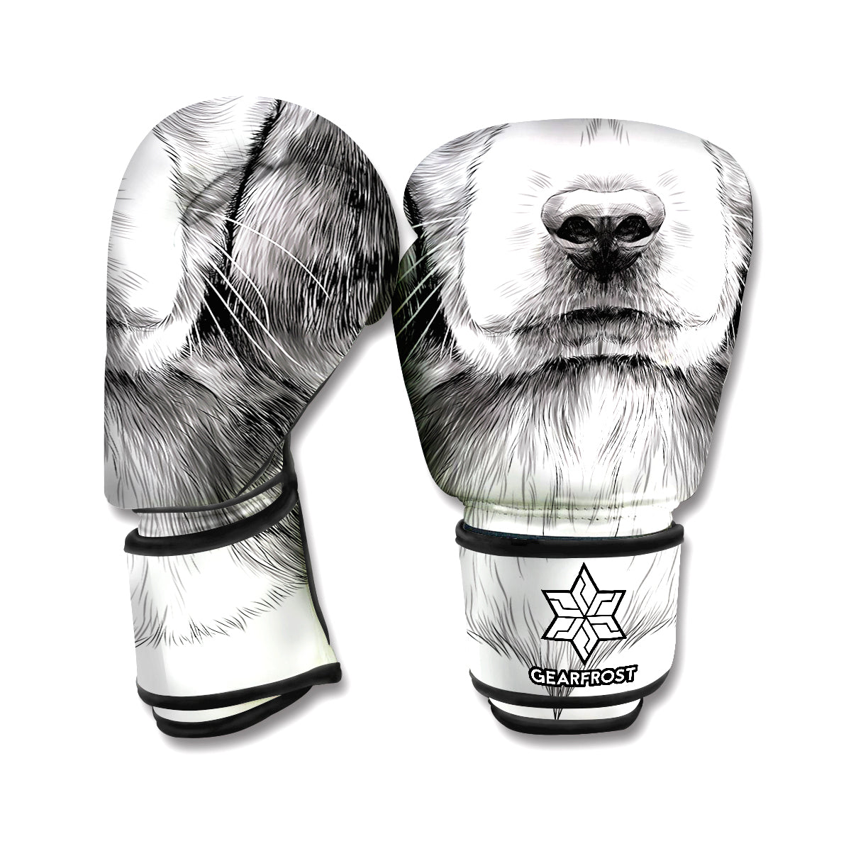 Black And White Drawing Beagle Print Boxing Gloves