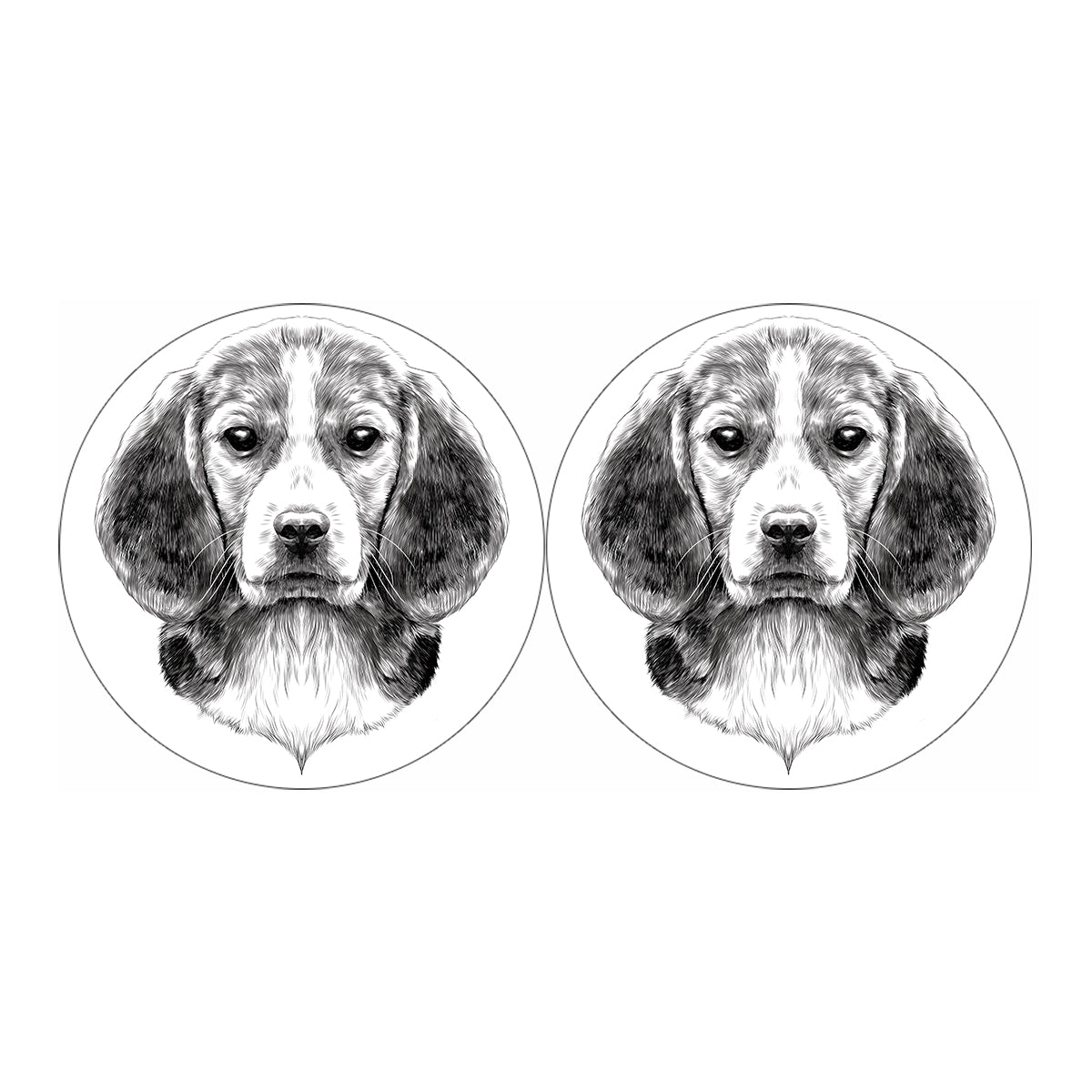 Black And White Drawing Beagle Print Car Coasters