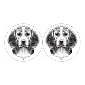 Black And White Drawing Beagle Print Car Coasters