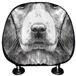 Black And White Drawing Beagle Print Car Headrest Covers