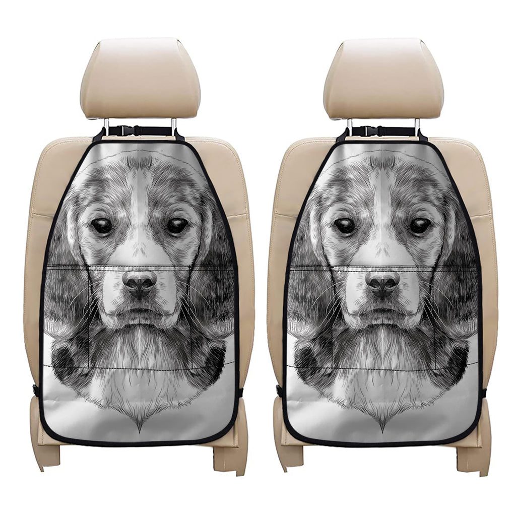 Black And White Drawing Beagle Print Car Seat Organizers