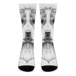 Black And White Drawing Beagle Print Crew Socks