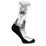 Black And White Drawing Beagle Print Crew Socks