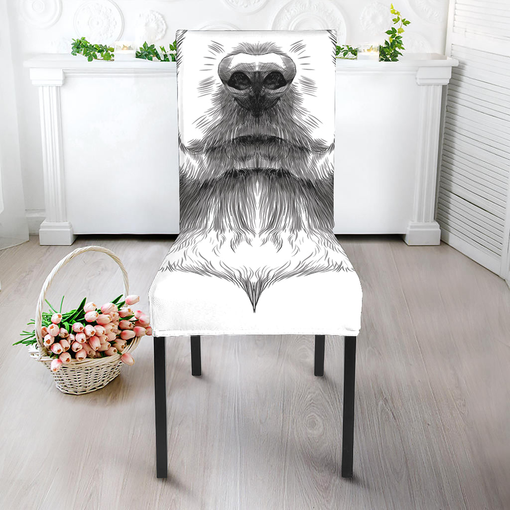 Black And White Drawing Beagle Print Dining Chair Slipcover