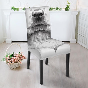 Black And White Drawing Beagle Print Dining Chair Slipcover