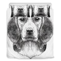 Black And White Drawing Beagle Print Duvet Cover Bedding Set