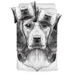 Black And White Drawing Beagle Print Duvet Cover Bedding Set