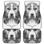 Black And White Drawing Beagle Print Front and Back Car Floor Mats