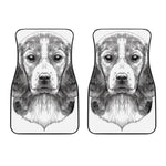 Black And White Drawing Beagle Print Front Car Floor Mats