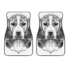 Black And White Drawing Beagle Print Front Car Floor Mats