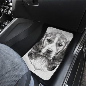 Black And White Drawing Beagle Print Front Car Floor Mats