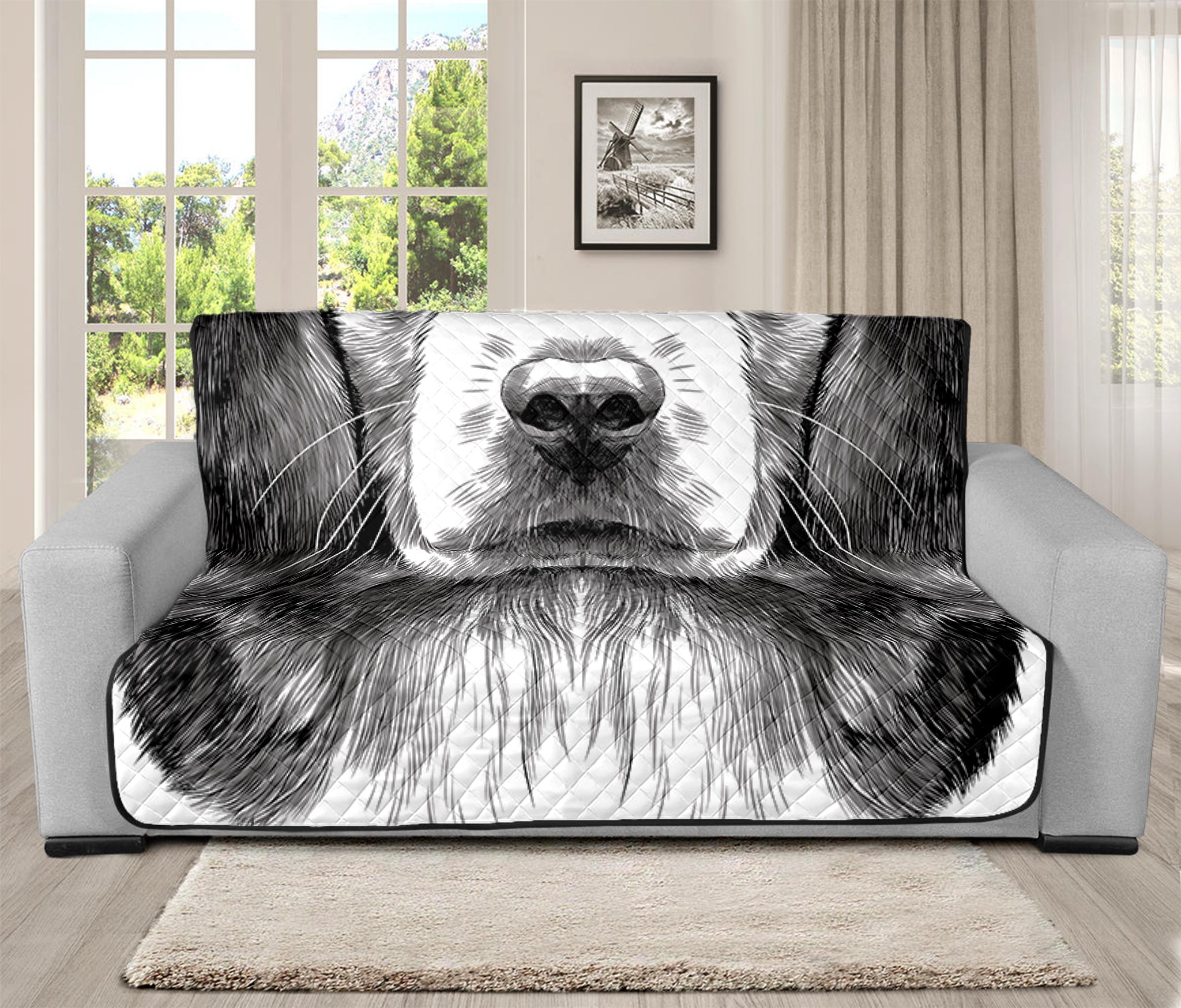 Black And White Drawing Beagle Print Futon Protector