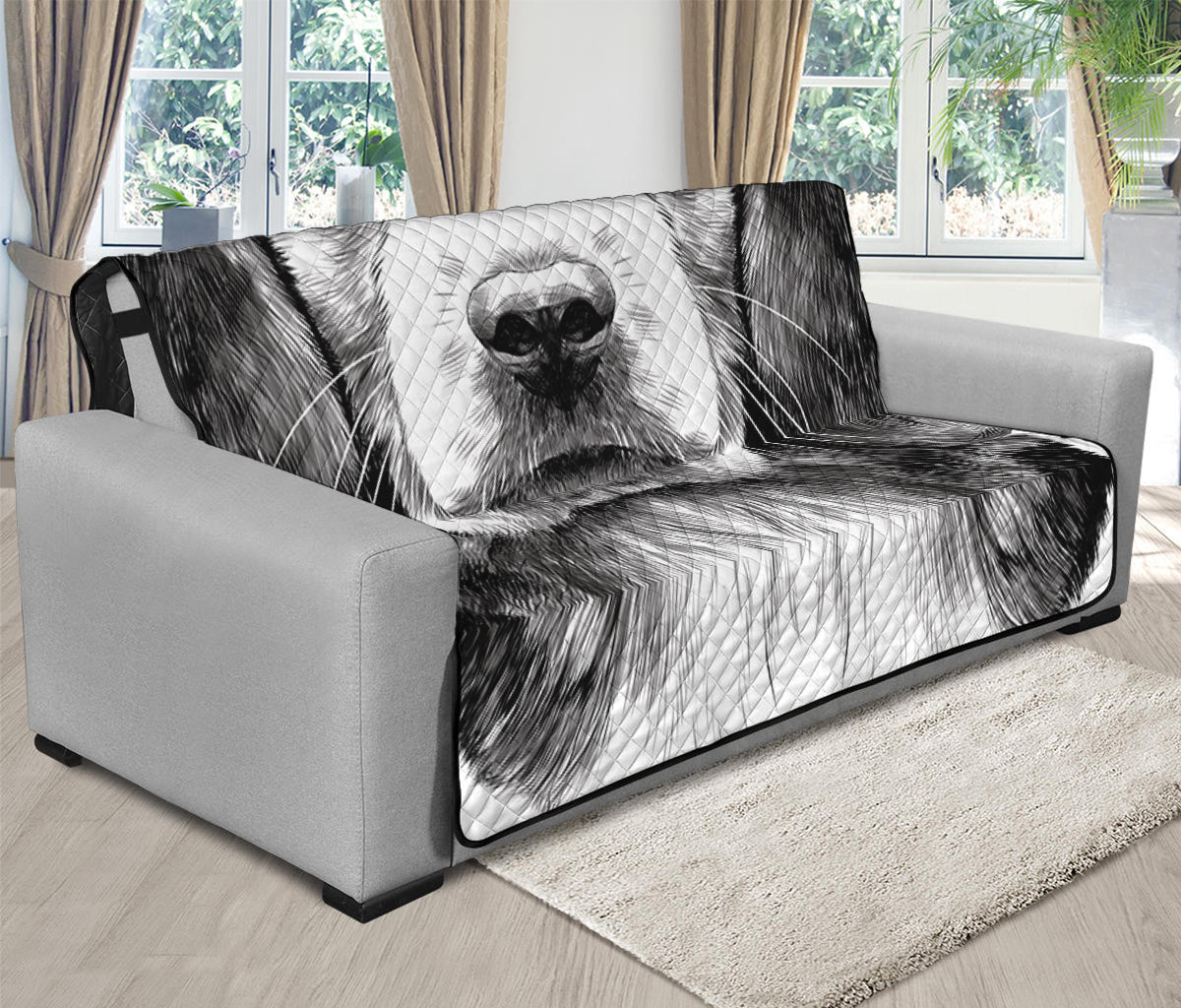 Black And White Drawing Beagle Print Futon Protector