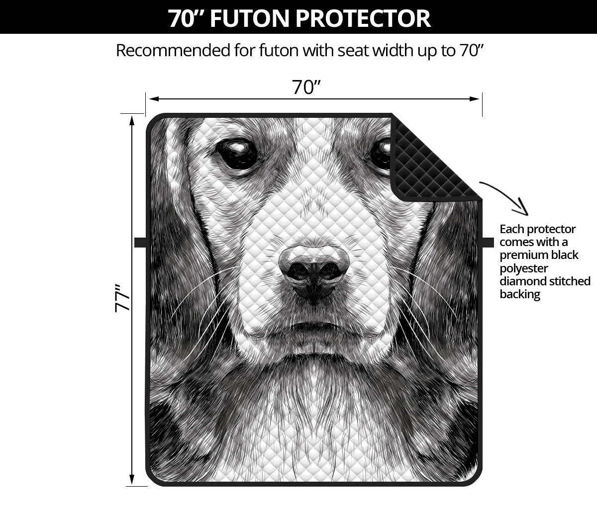 Black And White Drawing Beagle Print Futon Protector