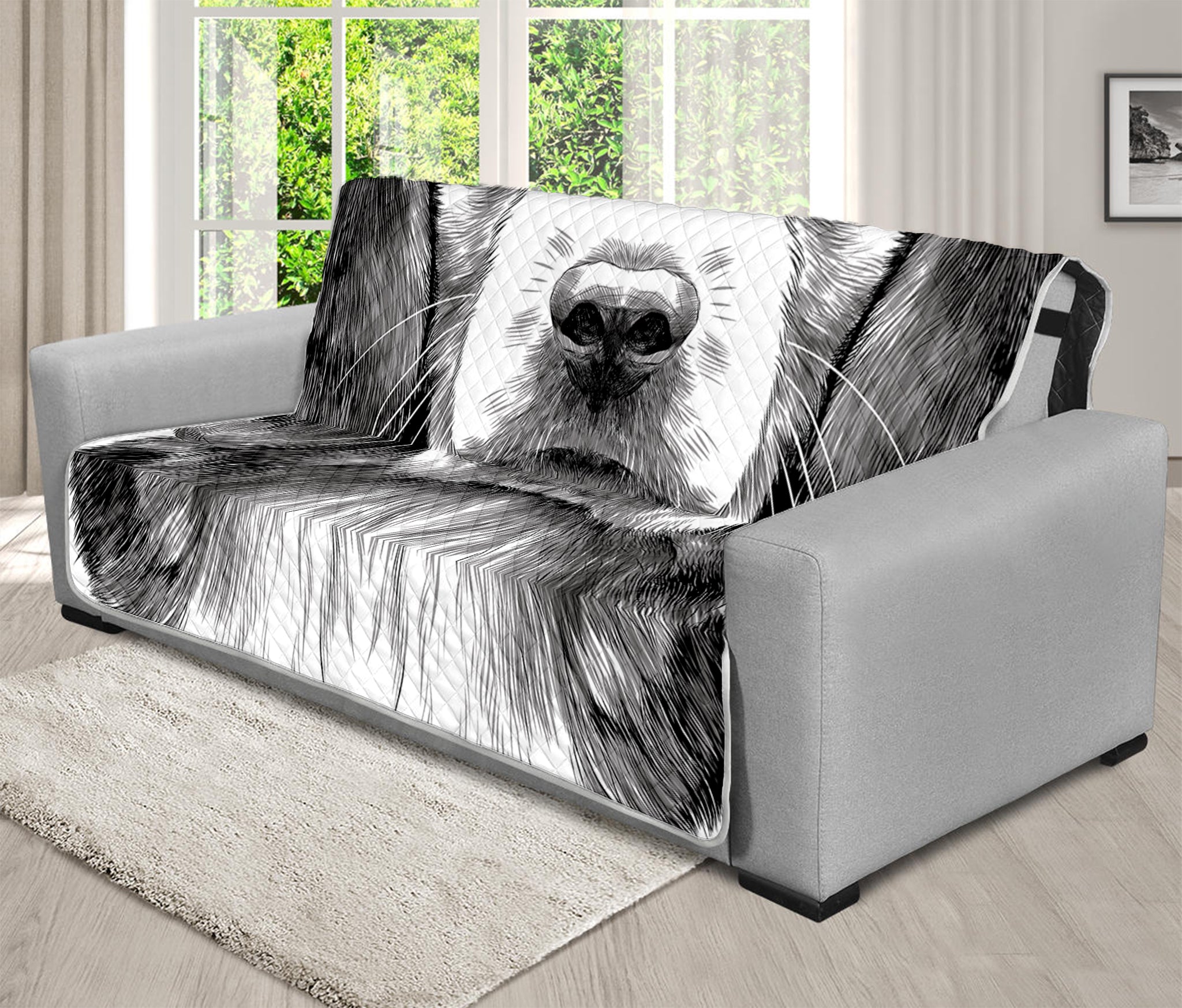 Black And White Drawing Beagle Print Futon Protector