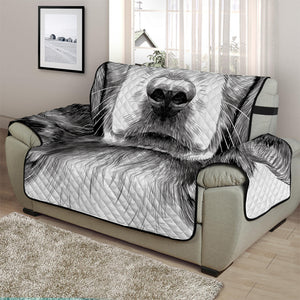 Black And White Drawing Beagle Print Half Sofa Protector