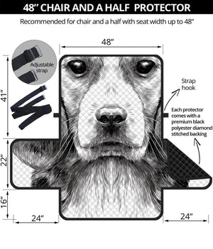 Black And White Drawing Beagle Print Half Sofa Protector