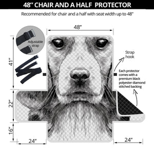 Black And White Drawing Beagle Print Half Sofa Protector