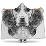 Black And White Drawing Beagle Print Hooded Blanket