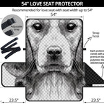 Black And White Drawing Beagle Print Loveseat Protector