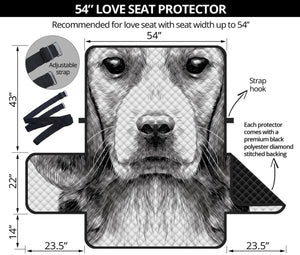 Black And White Drawing Beagle Print Loveseat Protector