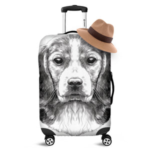 Black And White Drawing Beagle Print Luggage Cover