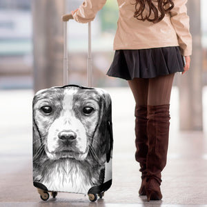 Black And White Drawing Beagle Print Luggage Cover