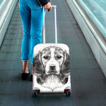 Black And White Drawing Beagle Print Luggage Cover