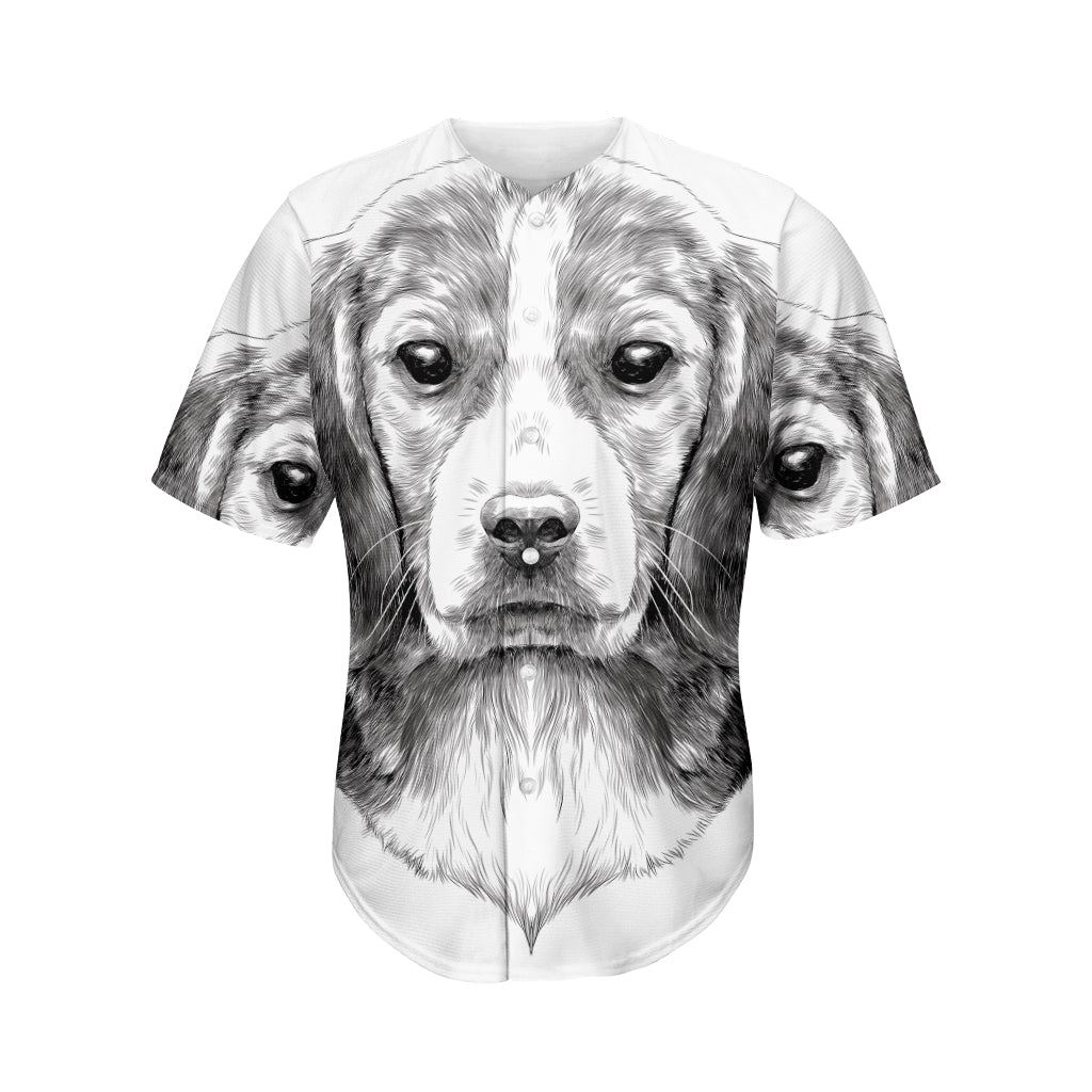 Black And White Drawing Beagle Print Men's Baseball Jersey