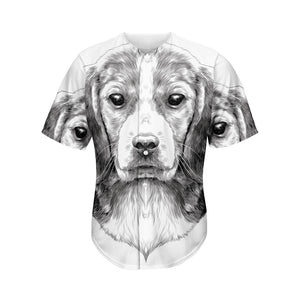 Black And White Drawing Beagle Print Men's Baseball Jersey