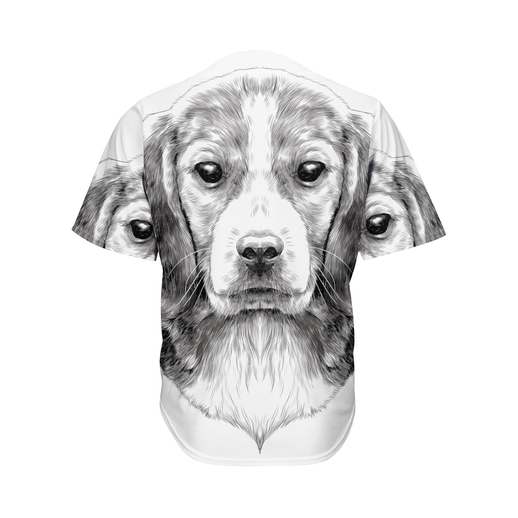 Black And White Drawing Beagle Print Men's Baseball Jersey