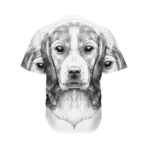 Black And White Drawing Beagle Print Men's Baseball Jersey