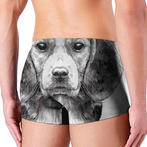 Black And White Drawing Beagle Print Men's Boxer Briefs