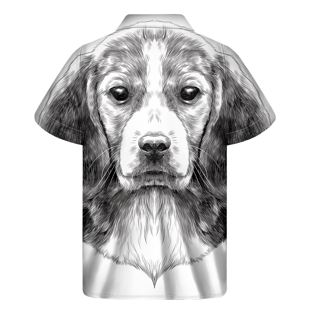 Black And White Drawing Beagle Print Men's Short Sleeve Shirt