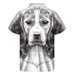 Black And White Drawing Beagle Print Men's Short Sleeve Shirt