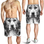 Black And White Drawing Beagle Print Men's Shorts