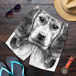 Black And White Drawing Beagle Print Men's Shorts