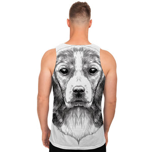 Black And White Drawing Beagle Print Men's Tank Top