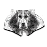 Black And White Drawing Beagle Print Muay Thai Boxing Shorts