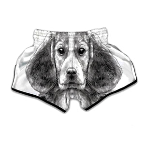 Black And White Drawing Beagle Print Muay Thai Boxing Shorts