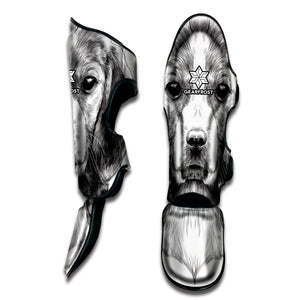 Black And White Drawing Beagle Print Muay Thai Shin Guard